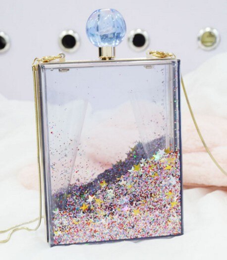 Minaudiere transparent, petit sac à main de luxe pour les femmes,en acrylique,avec cristaux et straps à chaine unique,disponible en plusieur couleurs: color perfume