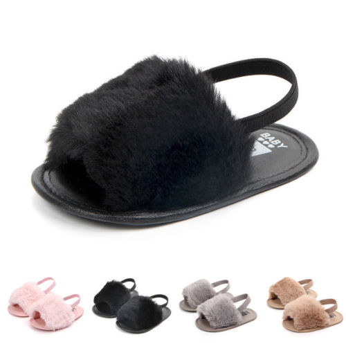 Spedbarn baby jenter pels sandaler høst vinter jente sko uformell myk såle småbarn sko prewalker