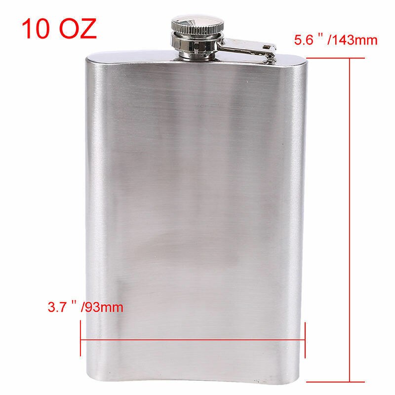 Stainless Steel Hip Flask Liquor Whiskey Alcohol Pocket Wine Bottle 7 8 10 oz: 10oz