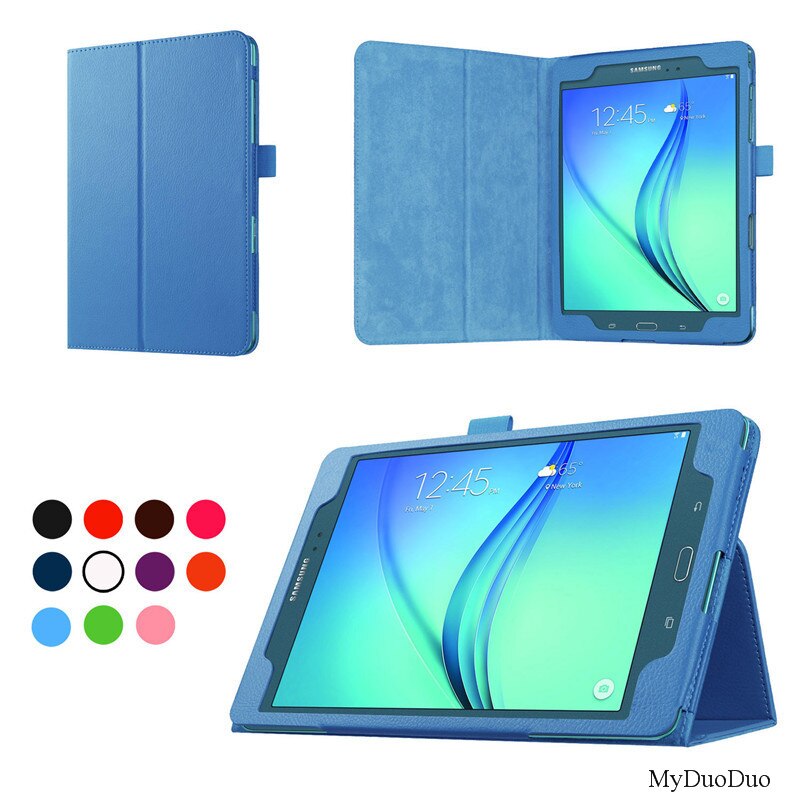 Funda para tableta para Samsung Galaxy Tab A T550 T555 SM-T550 9,7 "funda protectora de cuero de PU con soporte y lápiz óptico: blue