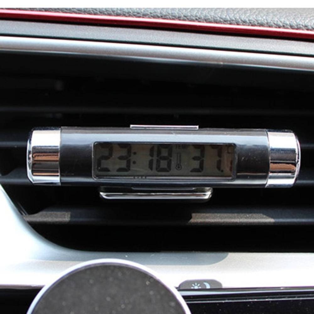 2 in 1 Car Digital LCD Temperature Thermometer Clock Auto Accessories Car Digital Time Clock Air Vent Outlet