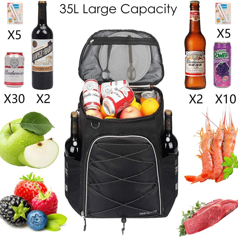 Insulated Food Backpack,Leak-Proof Reusable Cooler Bag for Bike ,Uber Eats,Doordash,Beach,Camping,Picnics
