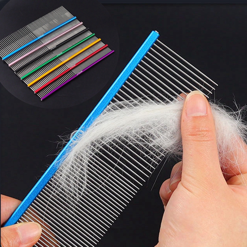 Pente de cabelo para animais de estimação, 16/19cm, para cachorro, gato, desembaraçador, corte de pele, despedida, escova, ferramenta de aliciamento para longo ​ Cabelo Encaracolado Pet