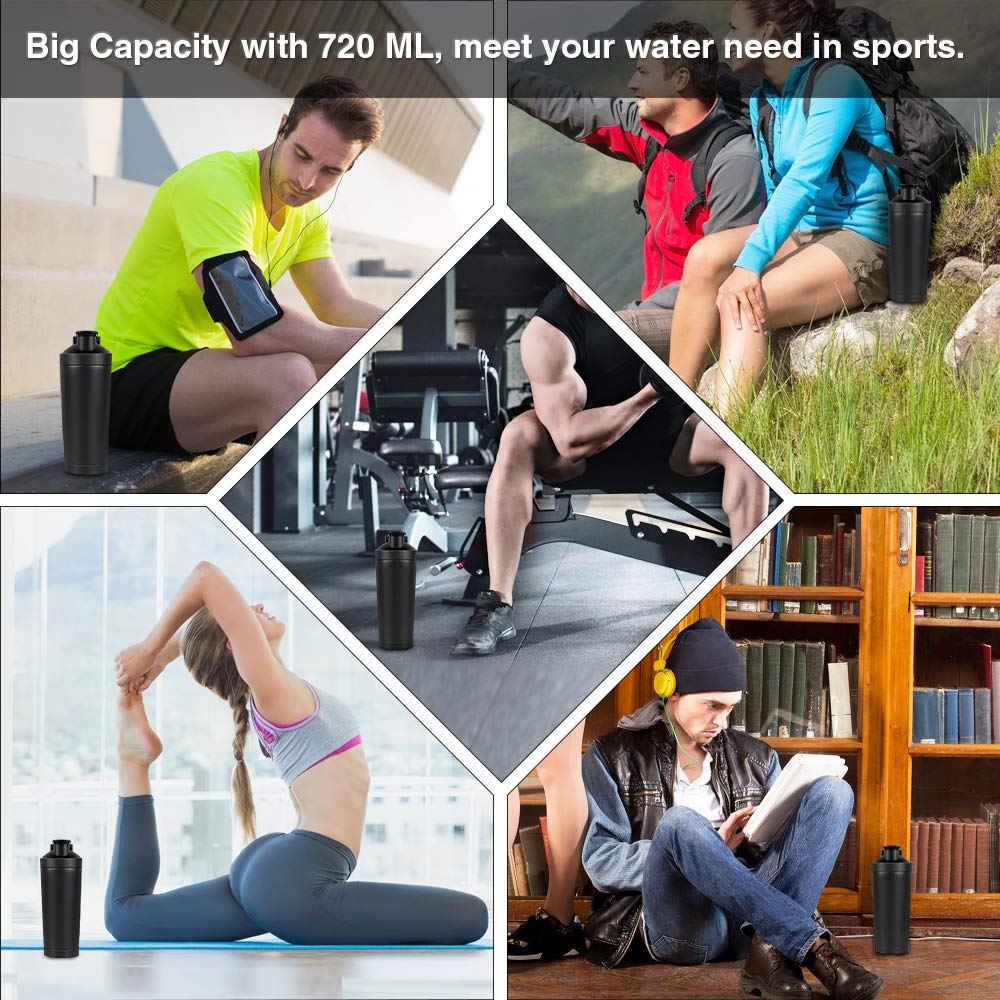 Stainless Steel Protein Shaker Bottle Sports Water Bottle Shaker Cup Double Wall Vacuum Insulated Coffee Mug Thermos BPA Free