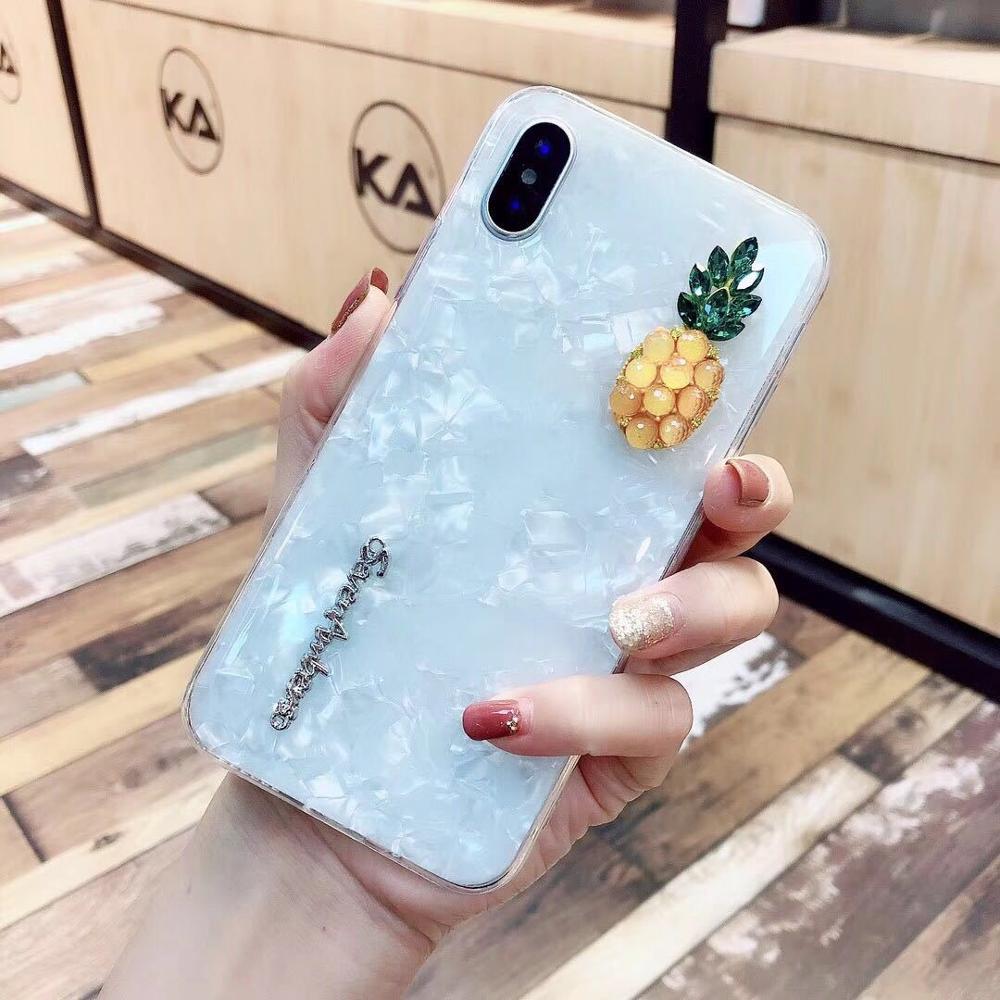 Luxury Rhinestone Pineapple Pearls Phone Case Soft TPU Cover Korea Casing For iPhoneXS MAX 8PLUS 6s 7plus Skin Shell Protection