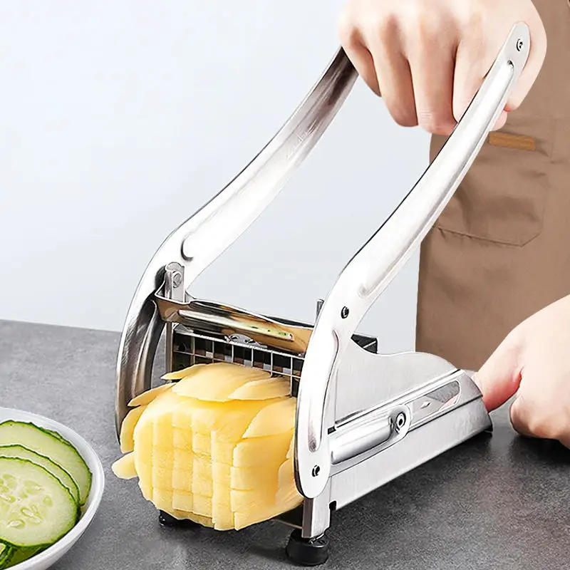Frietsnijder Multifunctionele Groentefruithakmachine Met 2 Roestvrijstalen Messen Voor Frites Chips Maker Aardappelsnijder