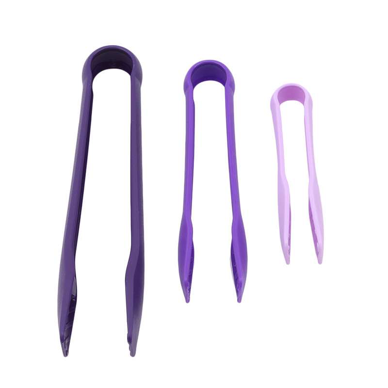 Food Tong Plastic Kitchen Tongs Silicone Non-slip Cooking Clip Clamp BBQ Salad Tools Grill Kitchen Accessories 3pcs: purple