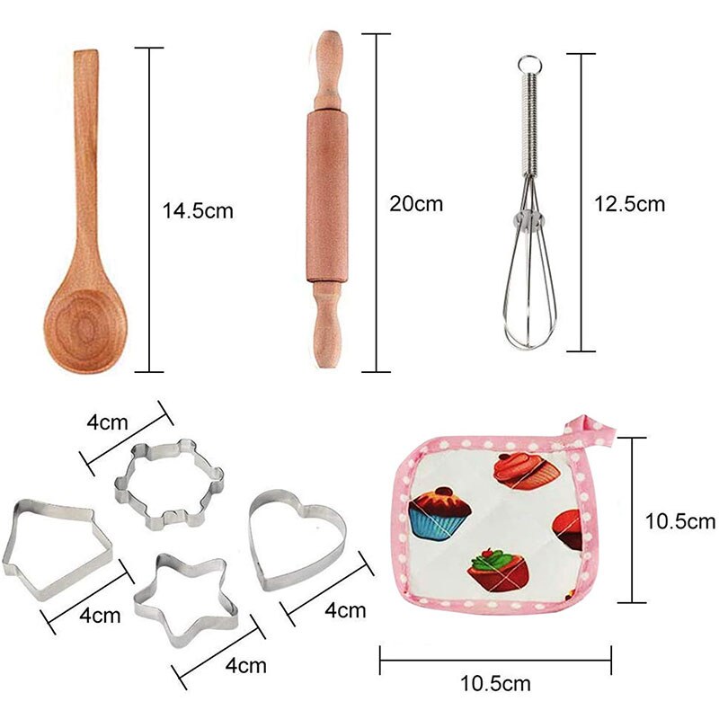 13Stck Komplette freundlicher Kochen und Backen einstellen mit Schürze Koch Hütte Handschuhe und Besteck freundlicher Koch einstellen