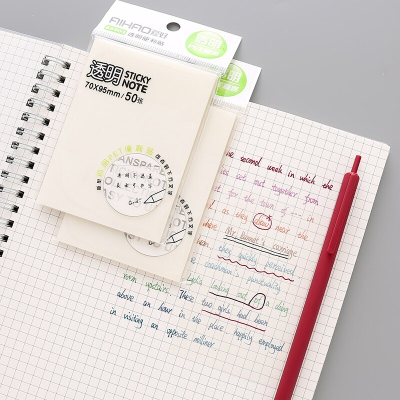 70X95MM 50 Sheets Transparant Sticky Note Post-It Pad Planner Waterdichte Zelfklevende Memo Papers Scratchpad Bericht Herinnering