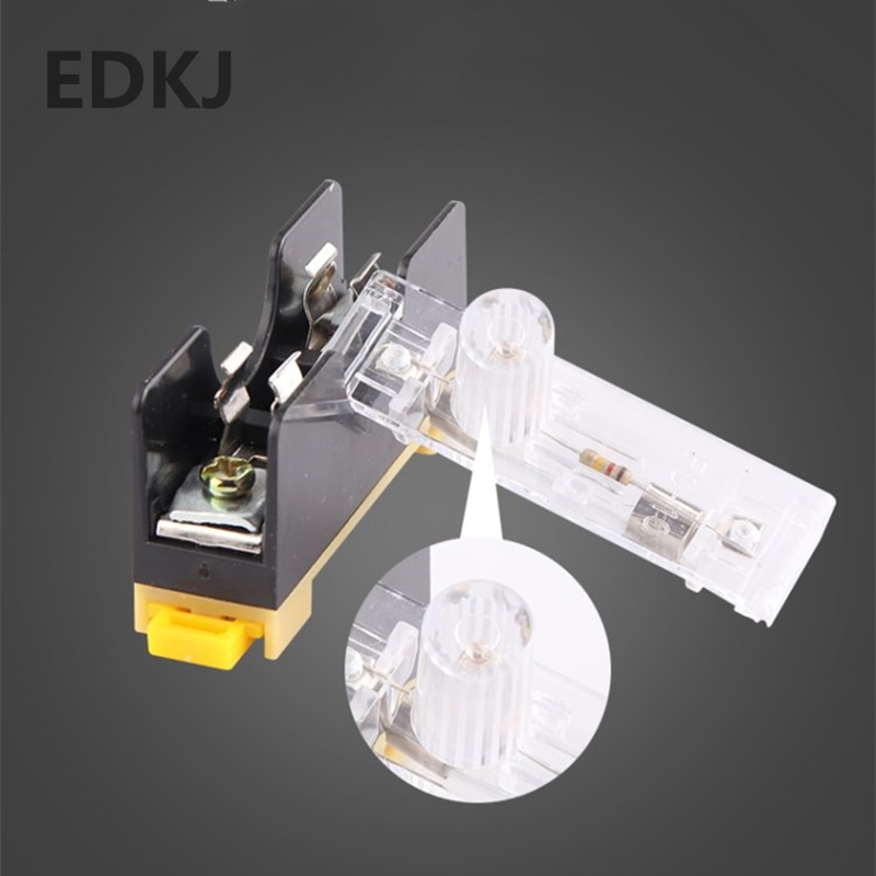 1pcs FS-101 Din Rail Mount Single Pole Fuse holder with light box 6X30mm 10A 250V Fuse Holder Glass fuse tube fuse casing