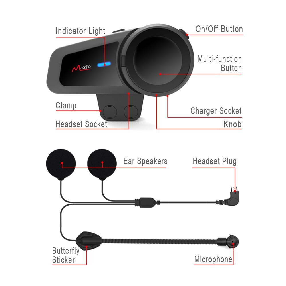 Motorfiets groep intercom helm maxto  m2 originele onderdelen zachte & harde microfoon headset klem accessoires