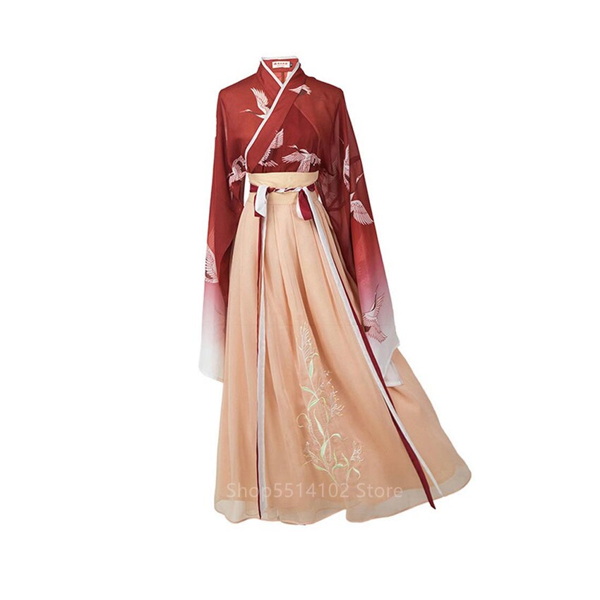 Traje Hanfu de estilo tradicional chino, ropa de mujer, 2 piezas, juego de Cosplay de dinastía Tang, disfraz de hada Princesa, ropa de Festival de Año para chica adulta: S