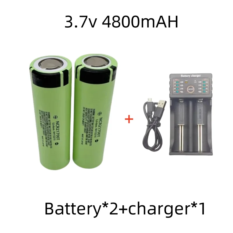 1-12pcs KEPAH NCR 21700T Li-ion 4800mah Rechargeable Battery 3.7V 5C discharge High Power batteries For High-power Appliances: green