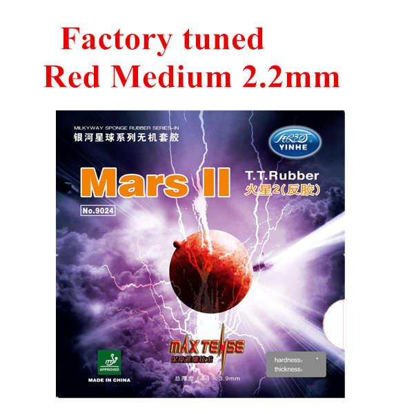 1x Yinhe Mars 2 Factory Tuned Pips-In Tafeltennis (PingPong) Rubber Met Spons: Red medium