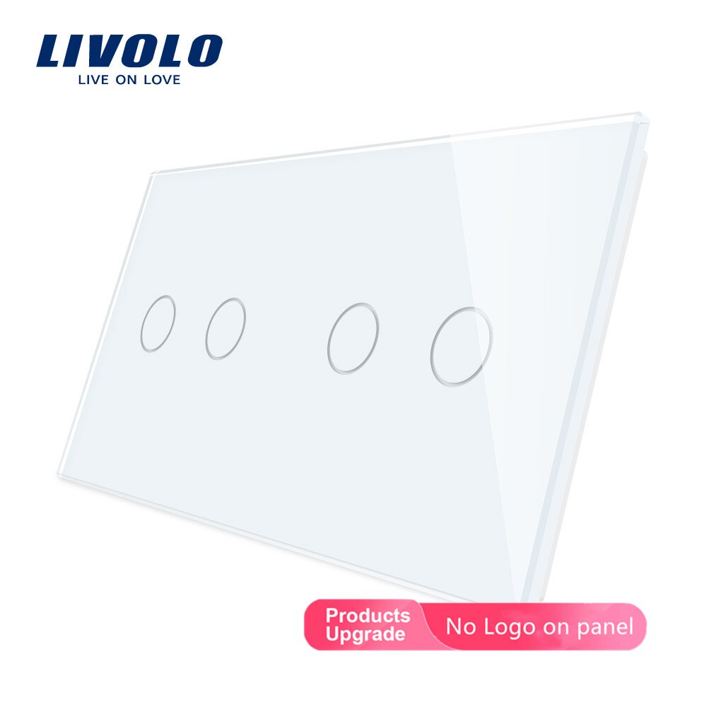 Livolo luksus 7 farger perlekrystallglass ,151mm*80mm,  eu standard, dobbelt glasspanel  c7-c2/c2-11 (4 farger), logo / ingen logo: Hvit-ingen logo