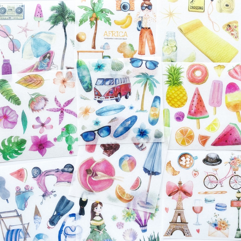 10 pcs/pack Summer Hawaii Travel Stickers DIY Craft Scrapbooking