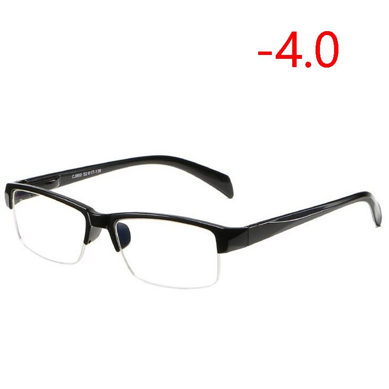 Myopia Glasses Finished Half Frame Clear Mirror Nearsighted Glasses Male -100 -150 -200 -250 -300 -350 -400: Myopia 400