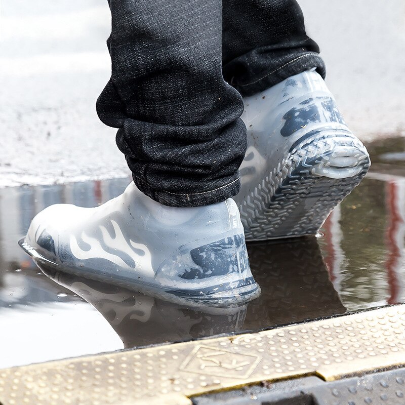 Un par de cubiertas impermeables para zapatos de lluvia, Botas de lluvia de silicona recargables, zapatos de lluvia antideslizantes para hombres y mujeres, suministros de viaje galocha