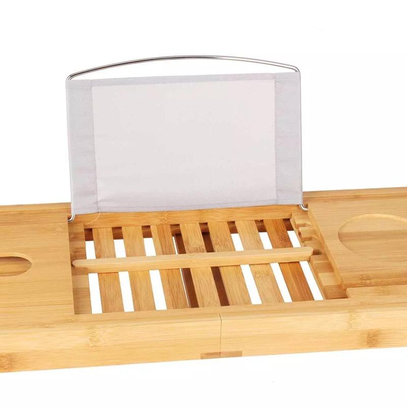 Soporte retráctil de bambú para bañera, 105cm, antideslizante, vaso de vino, plato de café, estante de almacenamiento para teléfono, bandeja de bañera para Baño