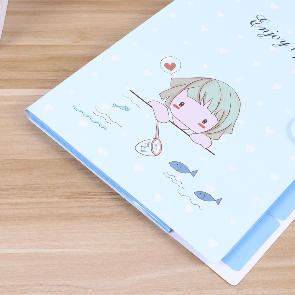 A4 Expanding File Folder Cartoon Document Holder Organ Package Storage Folder for Students Office Supplies (Green)