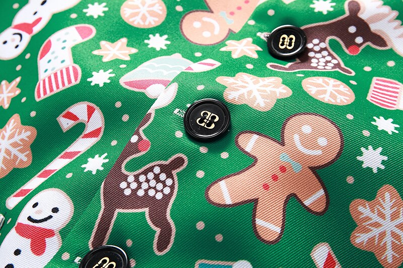 Groene Kerst Vest Mannen Mode Gingerbread Man Snowflake Print Vesten Mannen Navidad Party Festival Kostuum Chaleco