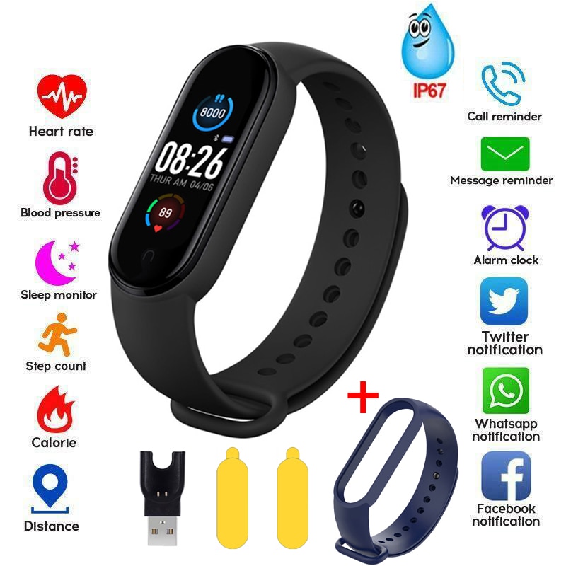 M5 Smart Watch Fitness Tracker pressione sanguigna braccialetto intelligente frequenza cardiaca Sport impermeabile cinturino intelligente con schermo a colori