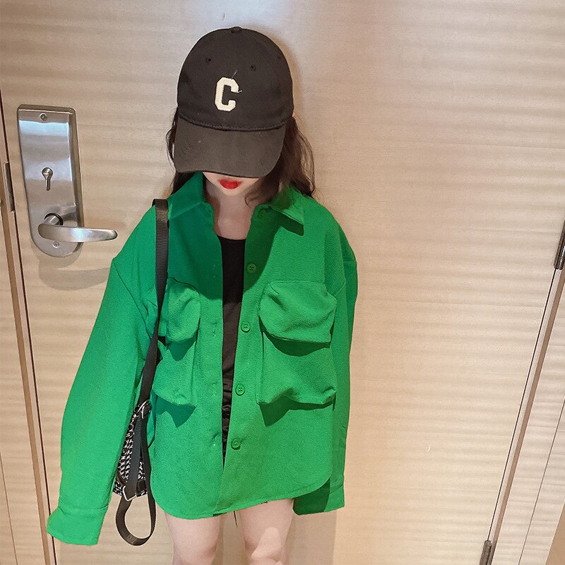 Camicetta per ragazze 2022 nuovi Cardigan Casual per bambini top abiti a maniche lunghe verdi per adolescenti 10 12 anni camicie per bambini cappotto per ragazza