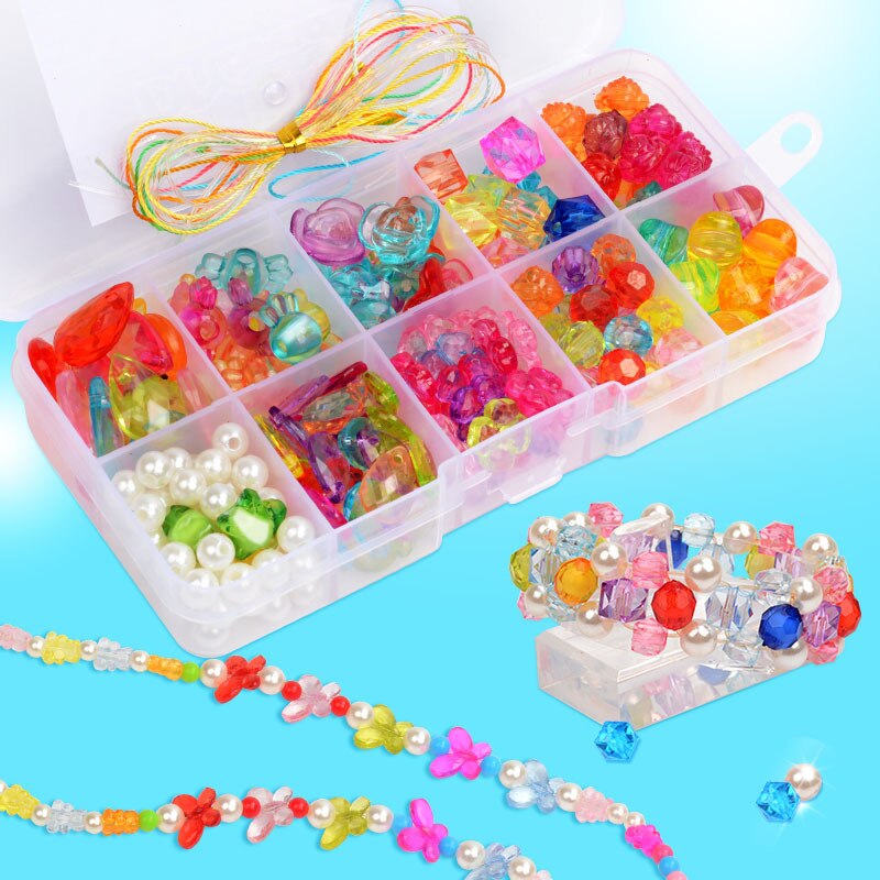 200 st pärlsats leksaker för pyssel 10 galler barn & #39 ;s pärlor flickor handgjorda pärlor armband halsband diy material barnleksak