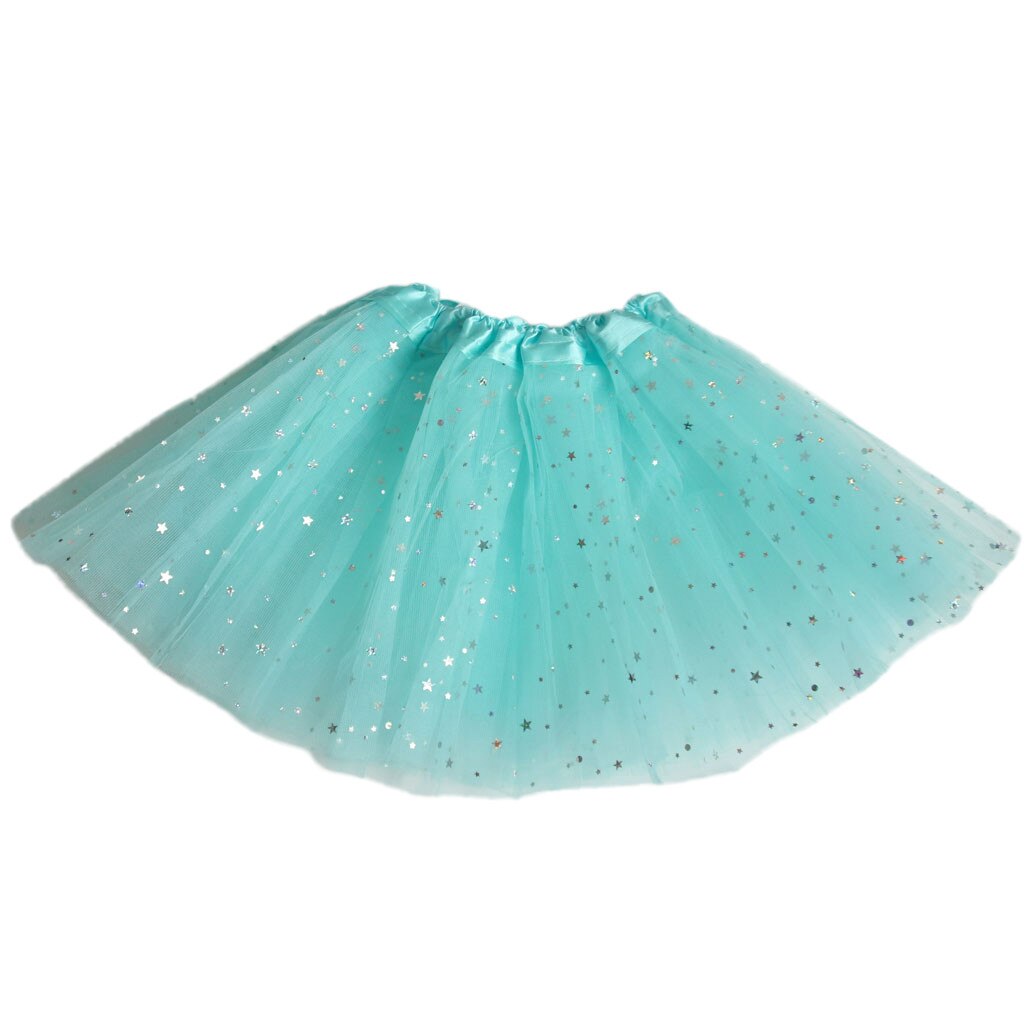 Toddler Baby Girls Tutu Party Dance Ballet Costume Dot Print Sequins Skirts: Sky Blue