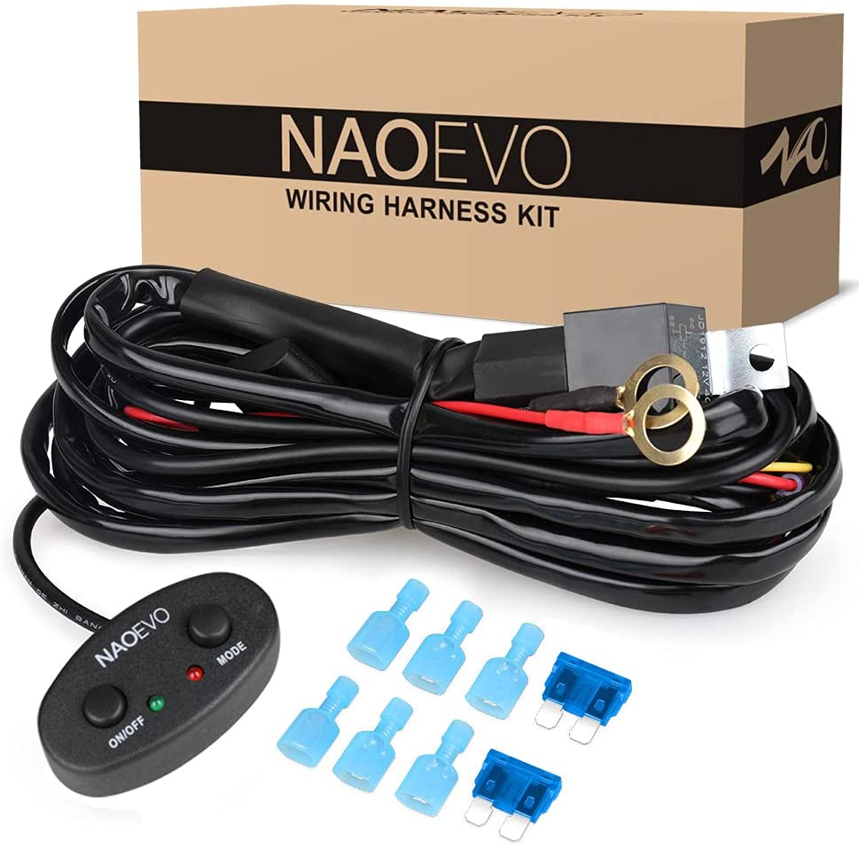 NAOEVO 4x4 Off Road LED Light Bar Pods 4inch 120W 12V 24V 6 Modes Fog Driving LED Work Light For Auto ATV Motorcycle Truck Jeep: Wiring Harness