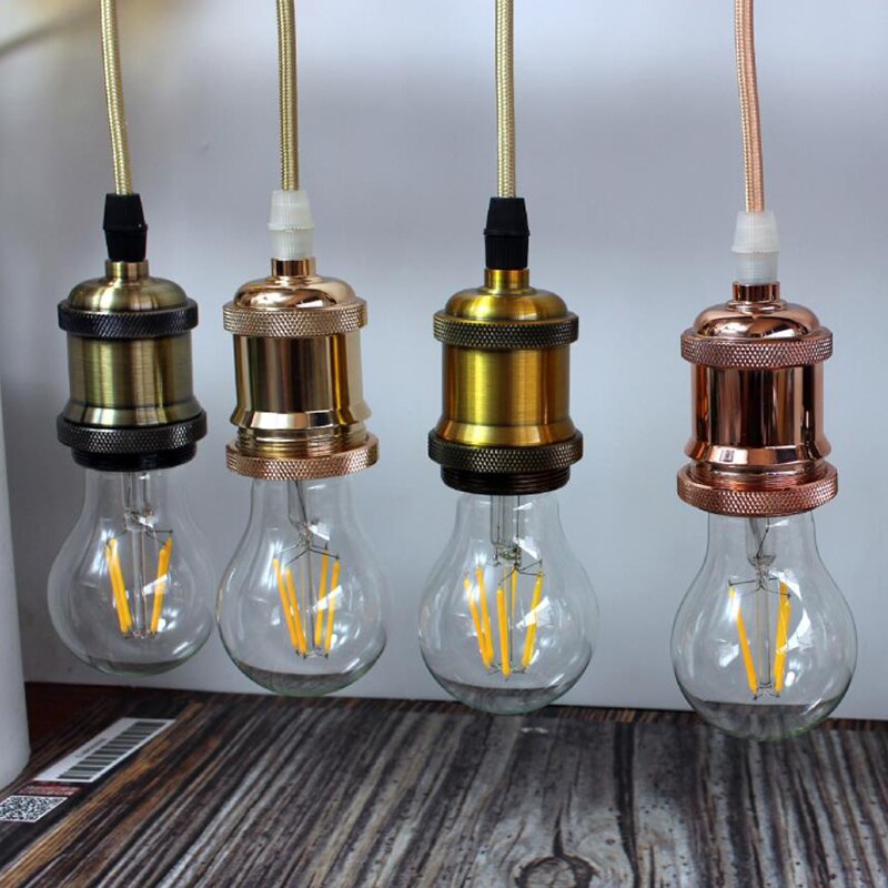 1PC E27 Vintage Lamp Ceiling Light Fitting Pendant Lamp Bulb Holder Base Metal Iron Lamp Holder with Wire 1.2M