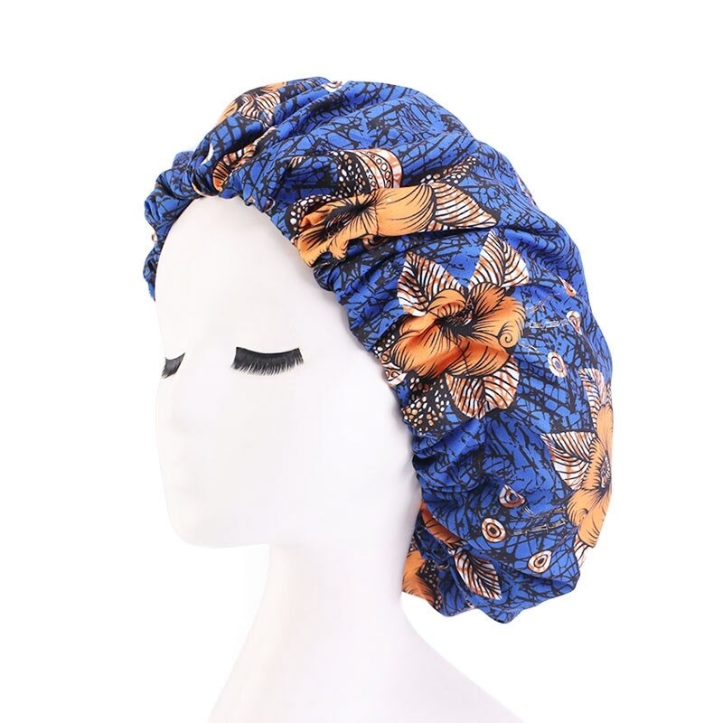 36cm Extra large Satin Hair Caps Bonnets Women African Pattern Print Fabric Ankara Bonnets Night Sleep Hat Ladies Turban: Type 11