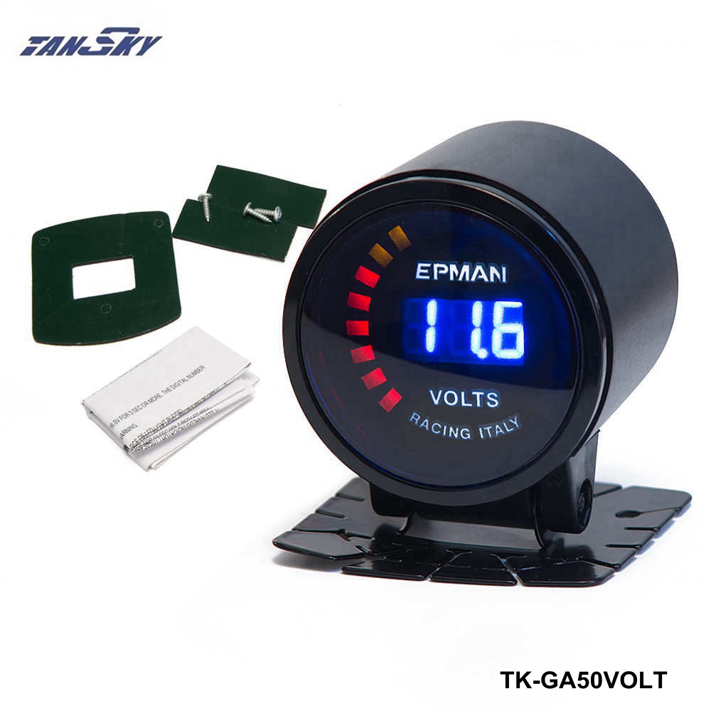 Bil 52mm vandolie temperatur spændingsmåler turbo boost olie trykmåler udstødningsgas temp egt måler luft brændstof forhold tk -ga50- af: Voltmåler
