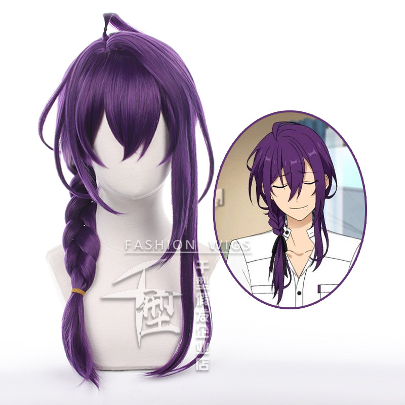 ES Ayase Mayoi Cosplay Wig 65cm Long Purple Braided Wigs Heat Resistant Synthetic Hair Halloween Wigs
