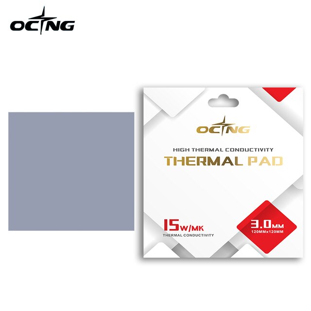 Ocng lämpötyyny 15w/ mk prosessori/gpu näytönohjain emolevyn silikonityyny monikokoinen pehmeä lämmönpoisto silikonityyny: 120 x 120 x 3.0mm