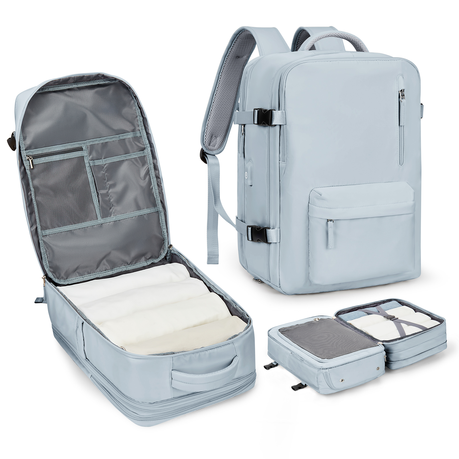 Travel Backpack,45x30x15,Carry On Backpack Airline Approved,Personal Item Travel Bag,14 Inch Laptop Backpack,Business Hiking Bag: SKY BLUE