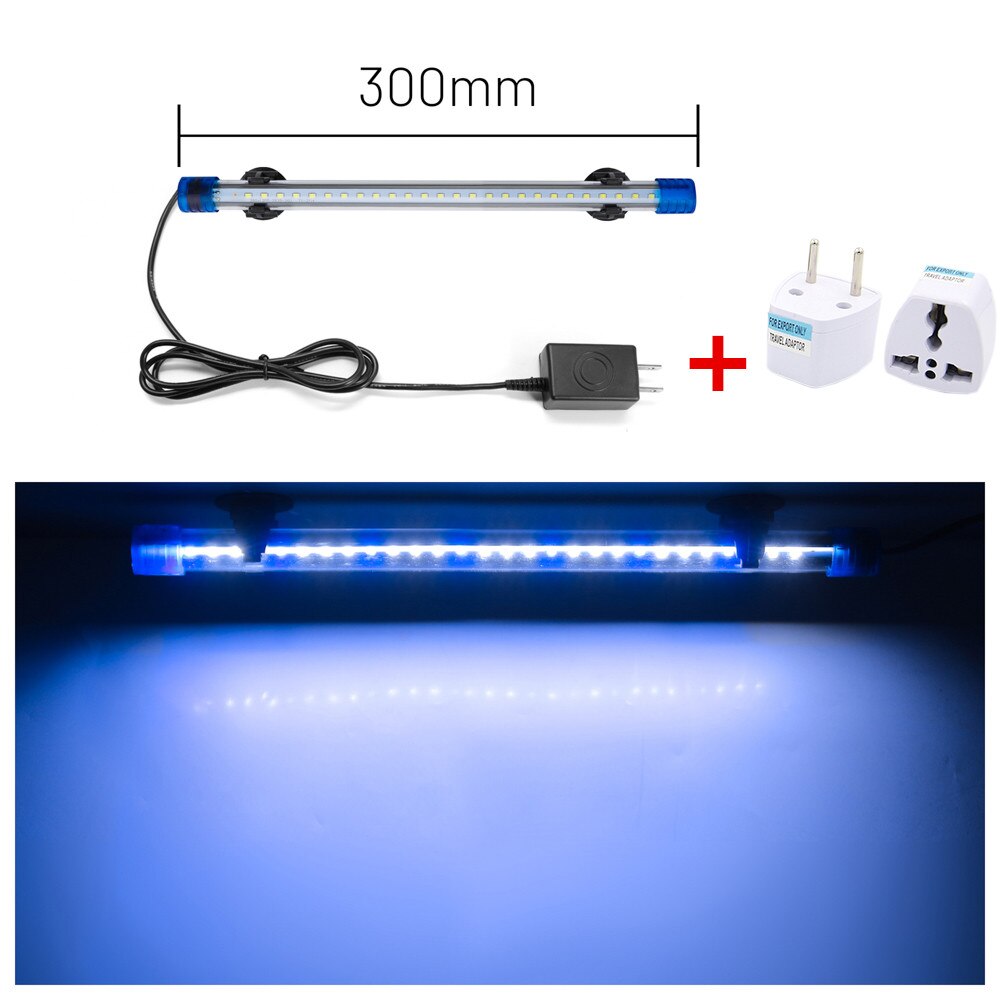 20-50CM Aquarium Light LED Fish Tank Submersible Light Lamp Waterproof Underwater LED Lights Aquarium Lighting: 30cm White Blue