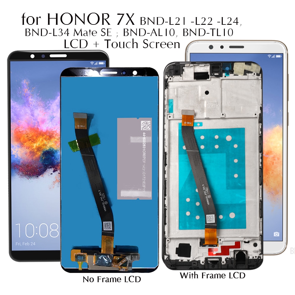 Display for honor 7x 7 x bnd -l21/l22/l24 lcd display touch screen udskiftning til bnd -l34 huawei mate se testet telefon lcd screen