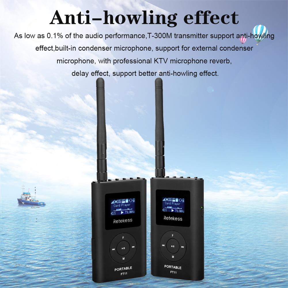 RETEKESS 0.3W FM Transmitter Handheld MP3 Broadcast Radio Transmitter Portable For Car Meeting Tour Guide System Outdoor Camping