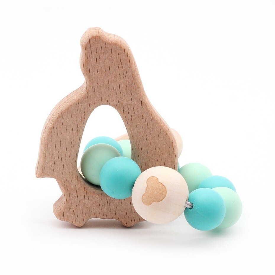 bambino di Cura Braccialetto di Legno Massaggiagengive Perline in silicone Dentizione Braccialetti di Cura di Legno di Legno Sconcerta Passeggino Giocattoli Del bambino Teether Giocattoli Regalo: 03