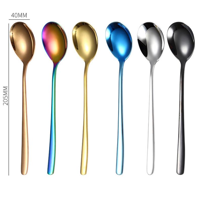 Eenvoudige Salade Lepel 8Pcs Rvs Lepel Serveren Diner Lepels Kleurrijke Unieke Lepels Voor Keuken