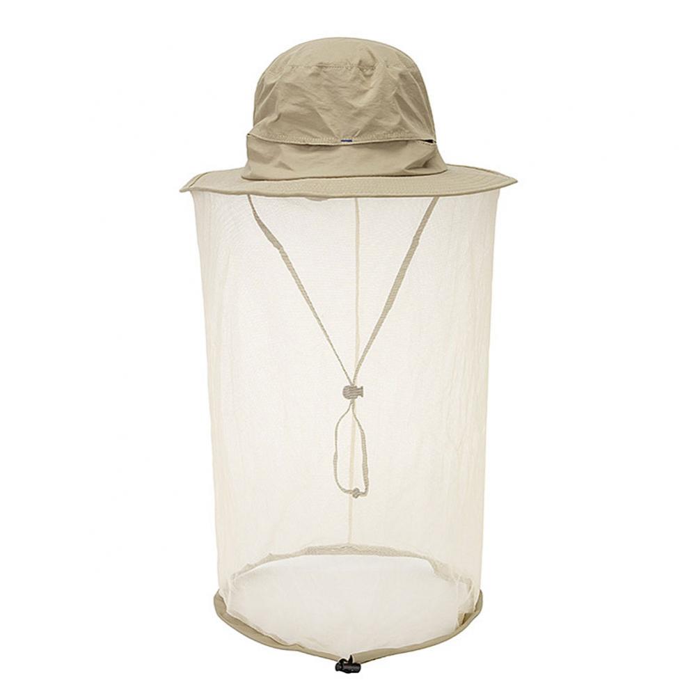 Sombrero de apicultura Unisex, malla mosquitera, máscara de red antimosquitos, antiinsectos, cabeza, máscara de protección facial, gorra de pesca al aire libre: Khaki