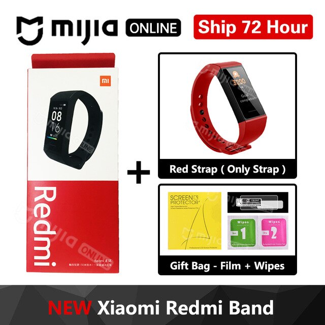 Xiaomi Redmi Band 4 Smart Hartslag Fitness Sport Tracker Bluetooth 5.0 Waterdichte Armband Touch Grote Kleur Screen Polsband: Add Red Strap