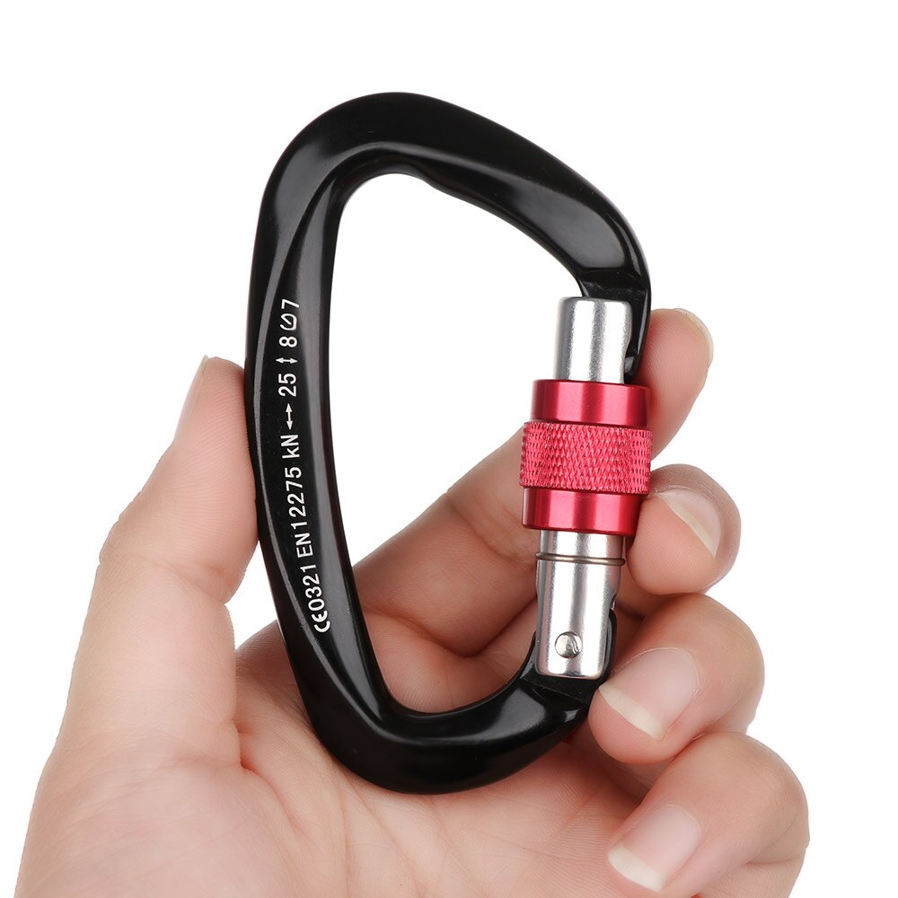 Mosquetón de , ganchos para llaves de escalada, forma de D, cerradura maestra de seguridad de aluminio, herramienta para escalar al aire libre, 12/25KN
