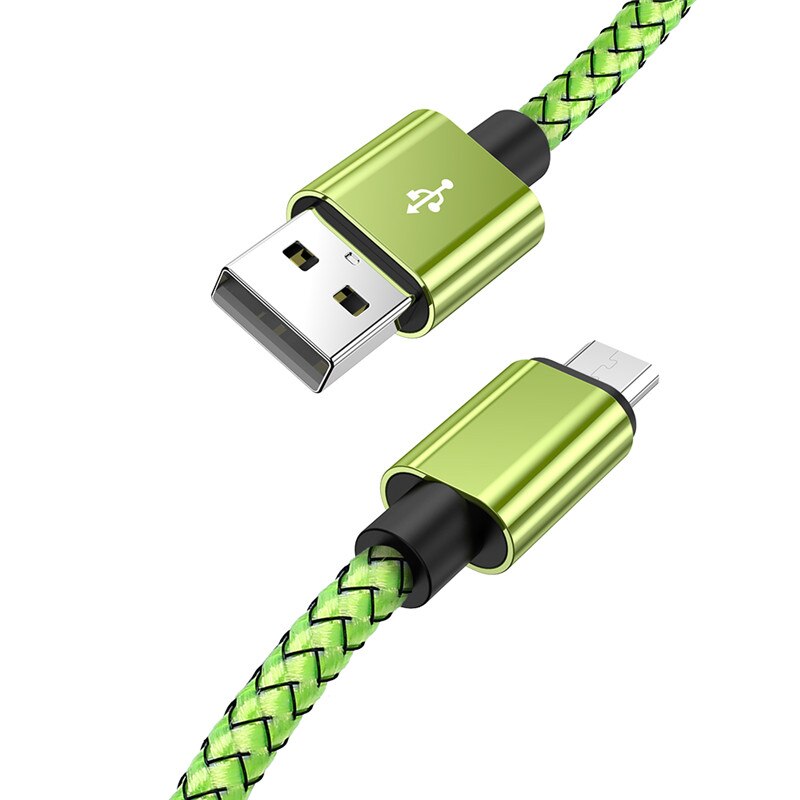 Micro Usb Kabel Data Transfer Nylon 3A Fast Charging Oplader Draad Voor Samsung S6 S7 J5 J7 Xiaomi Android Micro usb Telefoon Kabel: green