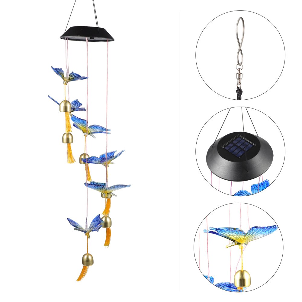 Wind Bell Lamp Outdoor Opknoping Tuin Vlinders Wind Chime Lamp Decoratie: Default Title