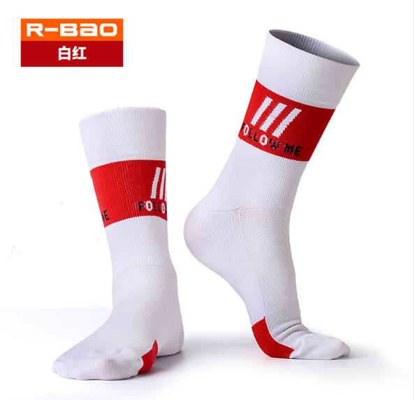 Calcetines deportivos de nailon para hombre, medias de ciclismo para exteriores, senderismo, Maratón, R-BAO/RB7809, 3 par/lote: White with red
