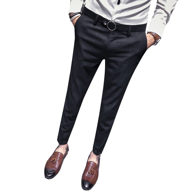 Kontorsbyxor herrklänning kostymbyxor slim fit business casual man formell galler brittisk stil vilda byxor gentleman
