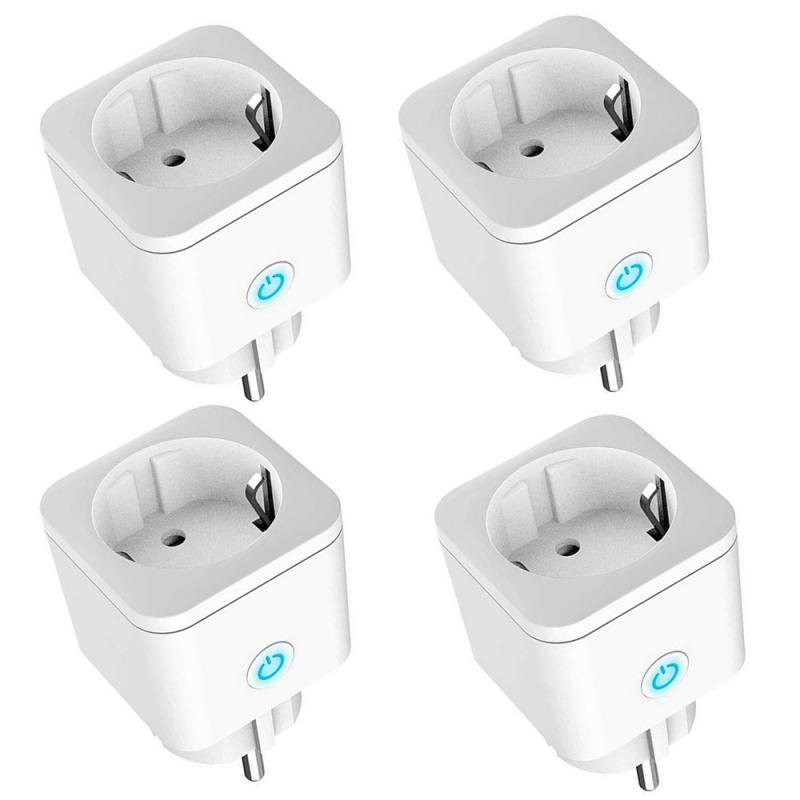 WiFi Plug Adaptor 16A Remote Voice Control Power Monitor Socket Outlet Timing Function Smart Life Work With Alexa Google Home: 4pcs