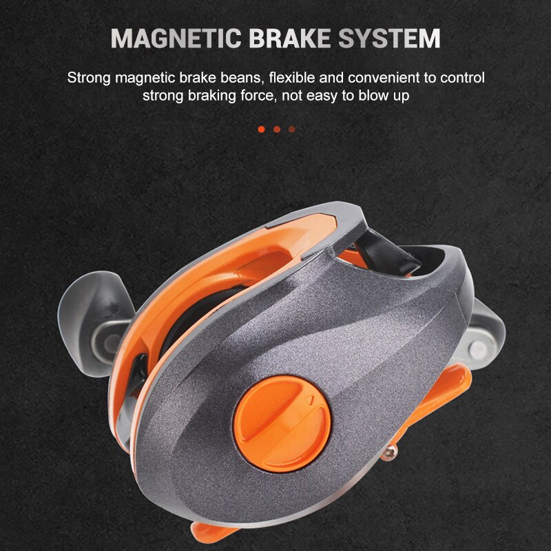 PUMEON carrete de pesca Ratio 7,2: 1 17 + 1 rodamientos Sistema De Freno magnético mano izquierda/derecha Baitcasting carrete de pesca de carpa ruedas